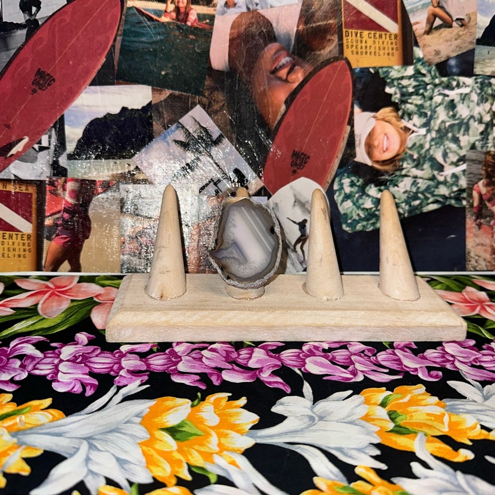 Natural Agate Stone Adjustable Ring - image 5